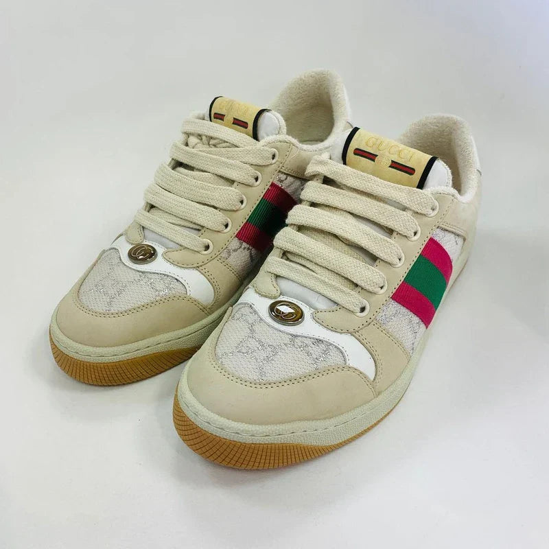 Tênis Gucci Screener Web Rosa e Verde Italiana