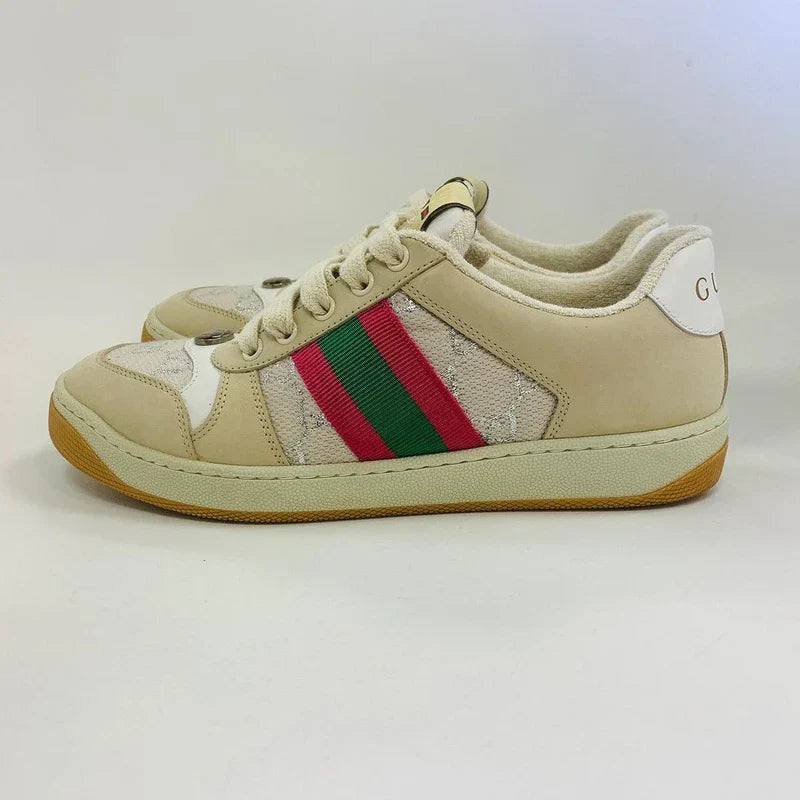 Tênis Gucci Screener Web Rosa e Verde Italiana