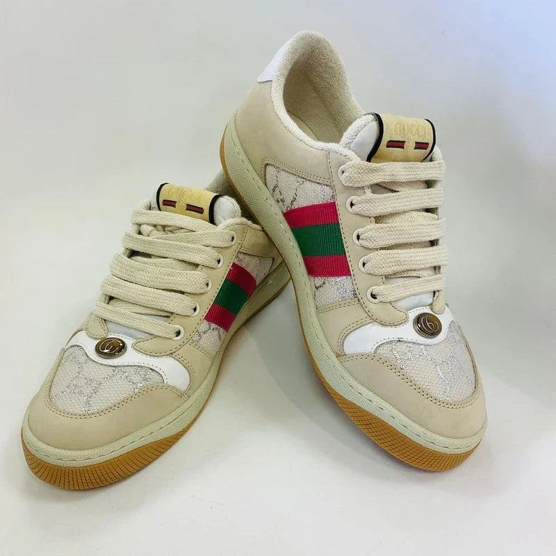 Tênis Gucci Screener Web Rosa e Verde Italiana