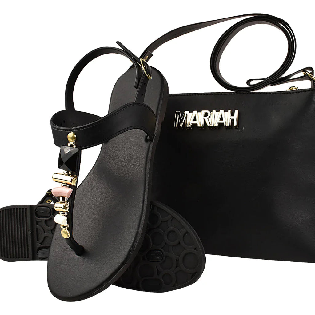 Kit Feminino Sandália + Bolsa Preto, Caramelo, Verde, Vermelho, Rosa