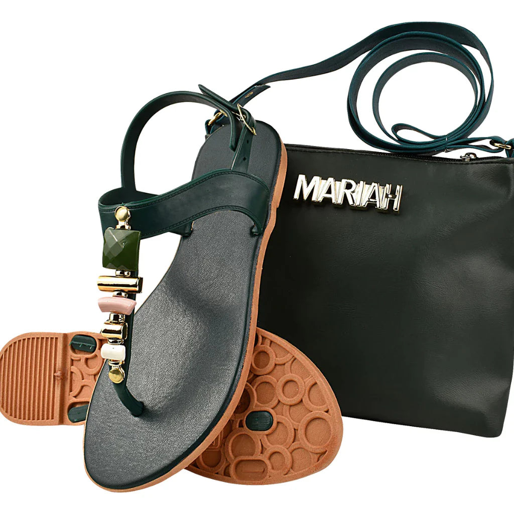 Kit Feminino Sandália + Bolsa Preto, Caramelo, Verde, Vermelho, Rosa
