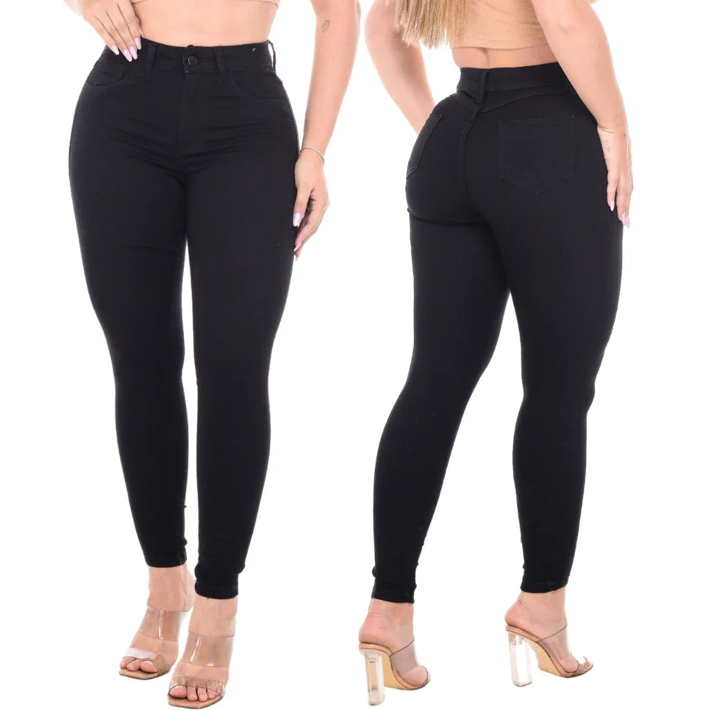 Kit 4 Calças Feminina Cintura Alta Skinny Jeans Com Lycra Levanta Bumbum