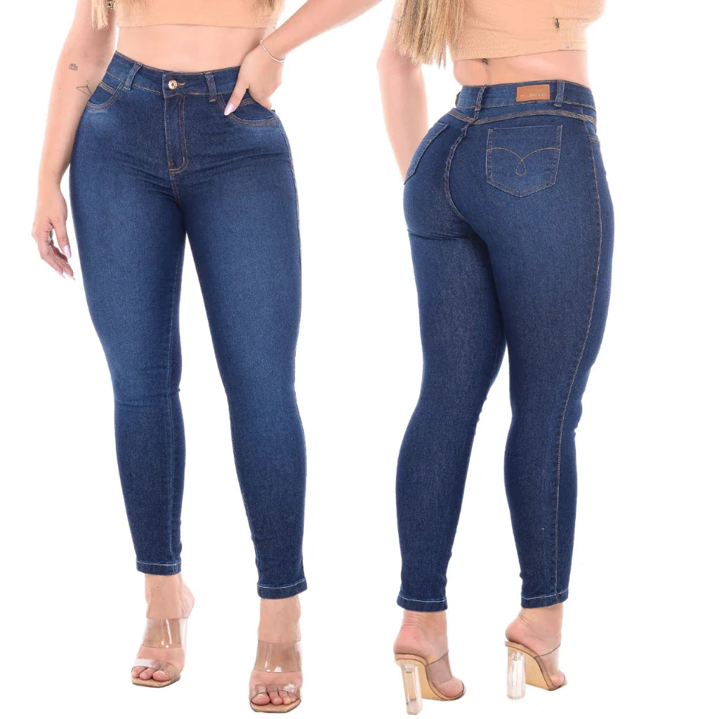 Kit 4 Calças Feminina Cintura Alta Skinny Jeans Com Lycra Levanta Bumbum
