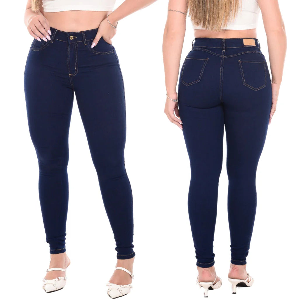 Kit 4 Calças Feminina Cintura Alta Skinny Jeans Com Lycra Levanta Bumbum