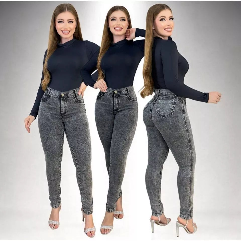 Kit 4 Calças Jeans Feminina Skinny Lycra Cintura Alta Modelo Empina Bumbum Lançamento Promoção
