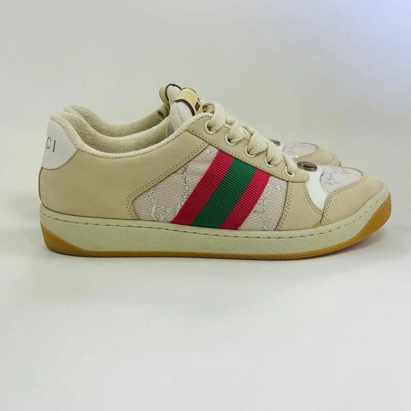 Tênis Gucci Screener Web Rosa e Verde Italiana
