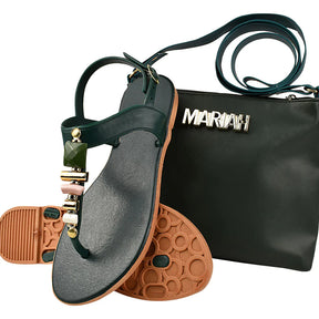 Kit Feminino Sandália + Bolsa  Preto, Caramelo, Verde, Vermelho, Rosa