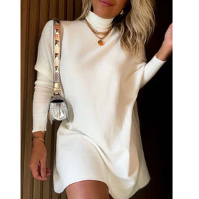 Vestido Feminino Manga Longa Gola Alta Inverno Poncho Maxi Blusa Lanzinha