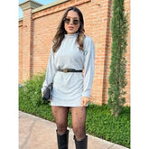 Vestido Feminino Manga Longa Gola Alta Inverno Poncho Maxi Blusa Lanzinha