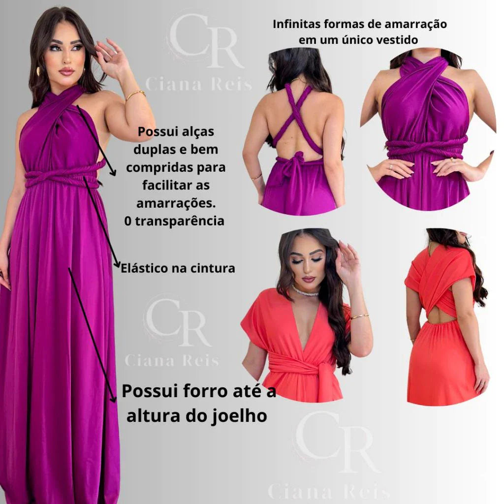 vestido Longo Várias Formas Infinity Multiformas Multiuso Festas Casamento Madrinhas Formatura