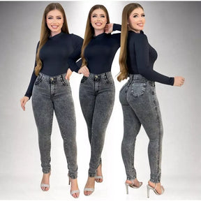 Kit 4 Calças Jeans Feminina Skinny Lycra Cintura Alta Modelo Empina Bumbum Lançamento Promoção