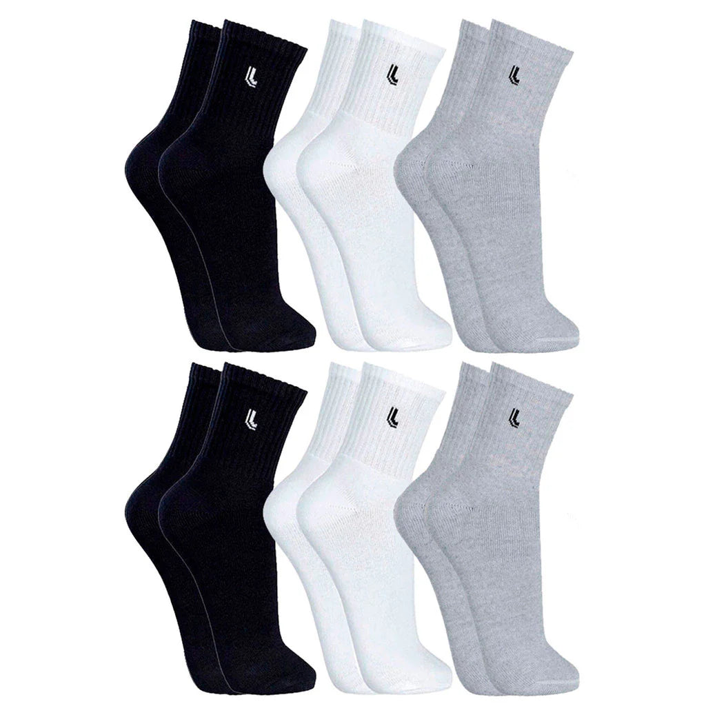 Kit com 6 Pares de Meias Cano Médio Algodão Lupo